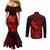 hawaii-couples-matching-mermaid-dress-and-long-sleeve-button-shirts-ukulele-mix-polynesian-plumeria-red-version