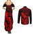 hawaii-couples-matching-summer-maxi-dress-and-long-sleeve-button-shirts-ukulele-mix-polynesian-plumeria-red-version