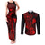 hawaii-couples-matching-tank-maxi-dress-and-long-sleeve-button-shirts-ukulele-mix-polynesian-plumeria-red-version