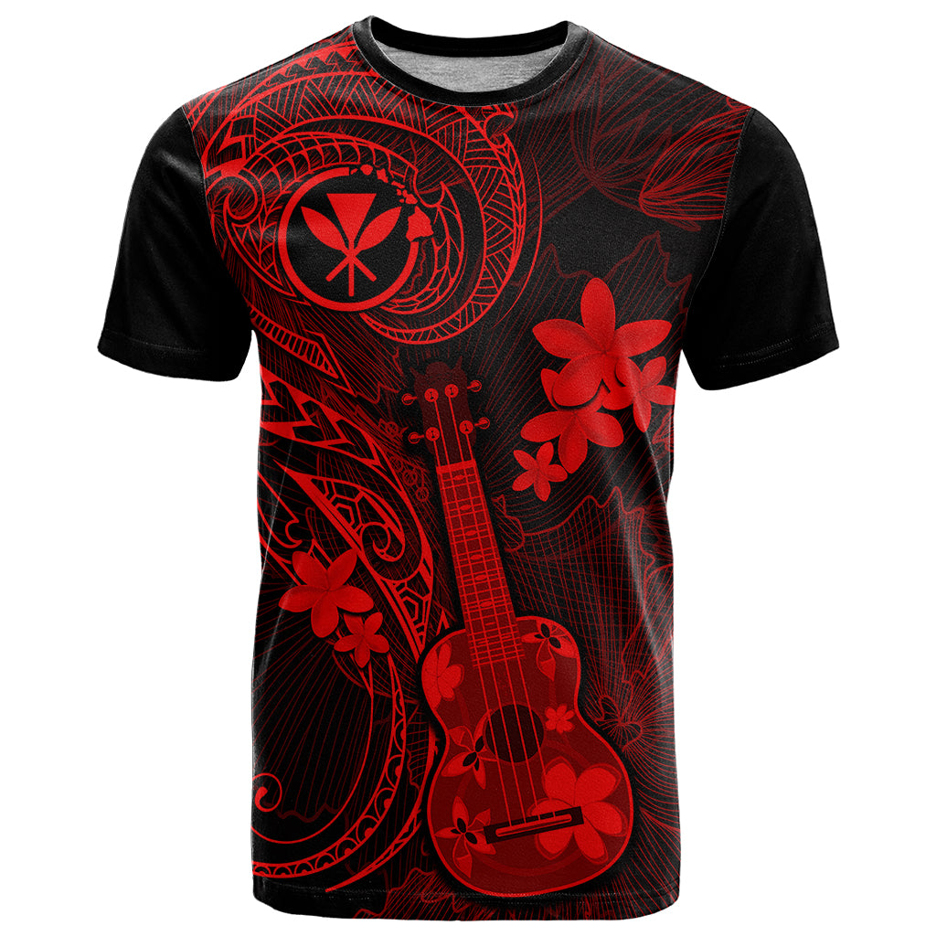 Hawaii T Shirt Ukulele Mix Polynesian Plumeria Red Version LT14 Red - Polynesian Pride