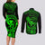 hawaii-couples-matching-long-sleeve-bodycon-dress-and-long-sleeve-button-shirts-ukulele-mix-polynesian-plumeria-green-version