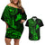 hawaii-couples-matching-off-shoulder-short-dress-and-hawaiian-shirt-ukulele-mix-polynesian-plumeria-green-version