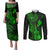 hawaii-couples-matching-puletasi-dress-and-long-sleeve-button-shirts-ukulele-mix-polynesian-plumeria-green-version