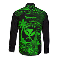 hawaii-long-sleeve-button-shirt-ukulele-mix-polynesian-plumeria-green-version