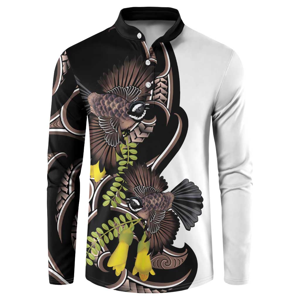 New Zealand Valentines Day Button Sweatshirt Piwakawaka Lovers Maori Koru Tattoo - Polynesian Pride