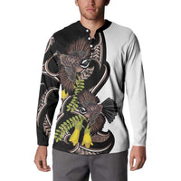 New Zealand Valentines Day Button Sweatshirt Piwakawaka Lovers Maori Koru Tattoo - Polynesian Pride