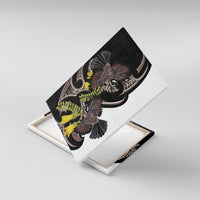 New Zealand Valentines Day Canvas Wall Art Piwakawaka Lovers Maori Koru Tattoo - Polynesian Pride