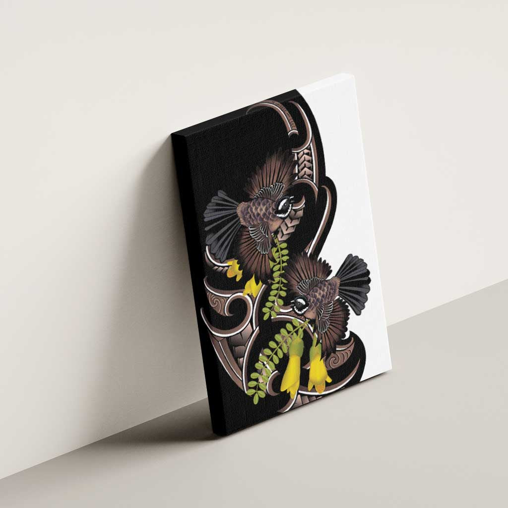 New Zealand Valentines Day Canvas Wall Art Piwakawaka Lovers Maori Koru Tattoo - Polynesian Pride