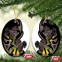 New Zealand Valentines Day Ceramic Ornament Piwakawaka Lovers Maori Koru Tattoo - Polynesian Pride