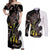 New Zealand Valentines Day Couples Matching Off Shoulder Maxi Dress and Long Sleeve Button Shirt Piwakawaka Lovers Maori Koru Tattoo - Polynesian Pride