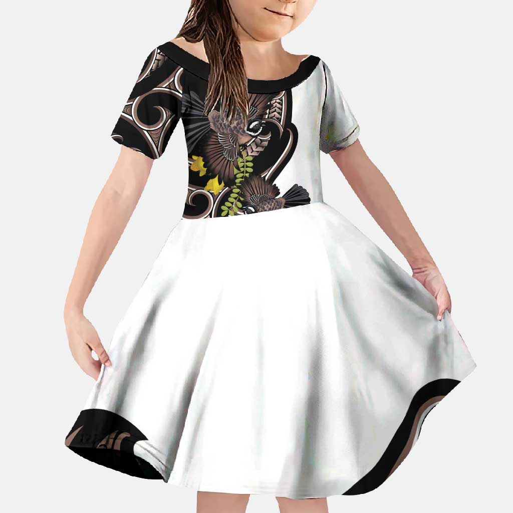 New Zealand Valentines Day Family Matching Mermaid Dress and Hawaiian Shirt Piwakawaka Lovers Maori Koru Tattoo - Polynesian Pride