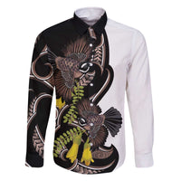 New Zealand Valentines Day Family Matching Off The Shoulder Long Sleeve Dress and Hawaiian Shirt Piwakawaka Lovers Maori Koru Tattoo - Polynesian Pride