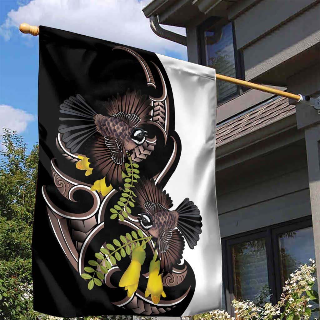 New Zealand Valentines Day Garden Flag Piwakawaka Lovers Maori Koru Tattoo - Polynesian Pride