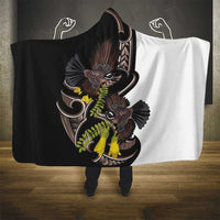 New Zealand Valentines Day Hooded Blanket Piwakawaka Lovers Maori Koru Tattoo - Polynesian Pride