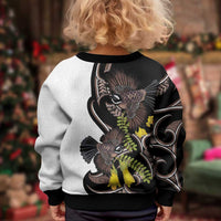 New Zealand Valentines Day Kid Ugly Christmas Sweater Piwakawaka Lovers Maori Koru Tattoo - Polynesian Pride