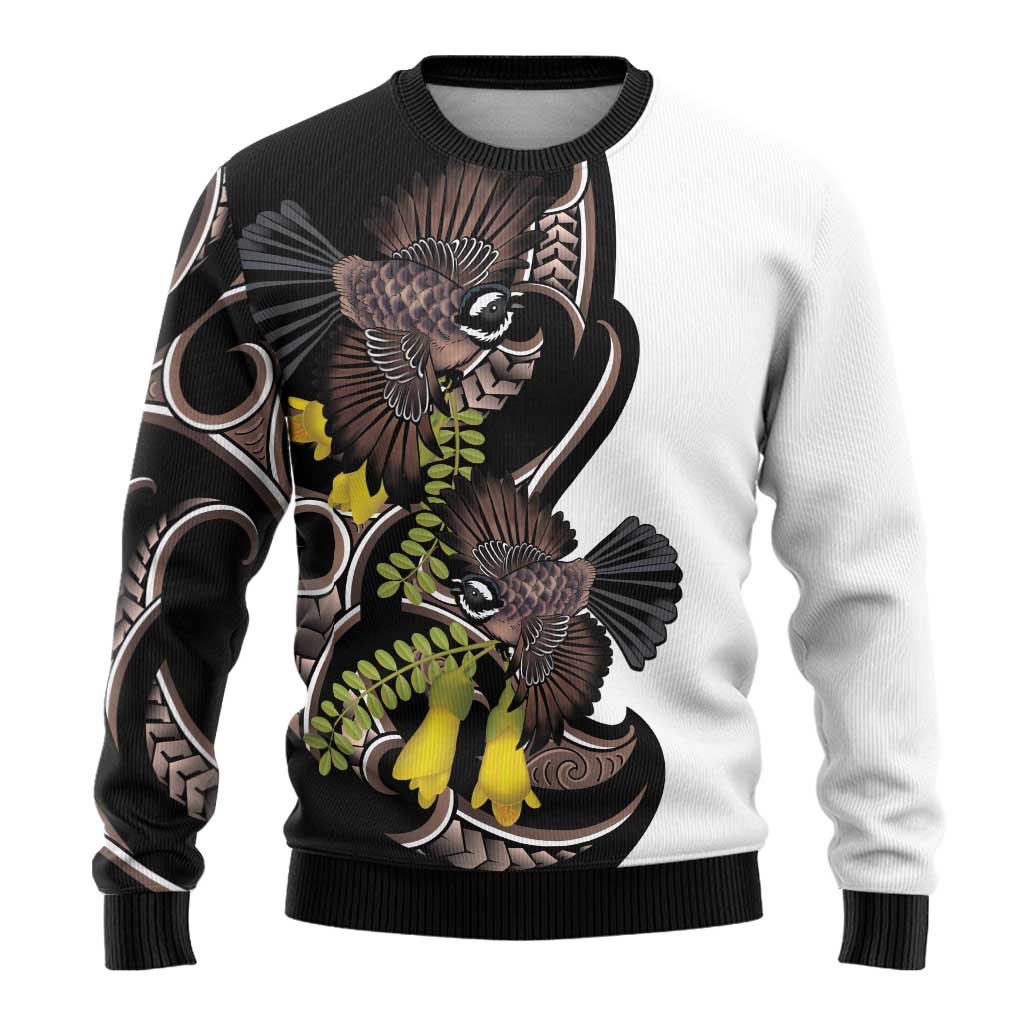 New Zealand Valentines Day Ugly Christmas Sweater Piwakawaka Lovers Maori Koru Tattoo - Polynesian Pride