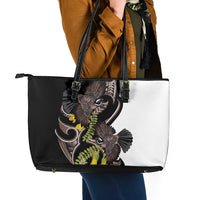 New Zealand Valentines Day Leather Tote Bag Piwakawaka Lovers Maori Koru Tattoo - Polynesian Pride