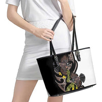New Zealand Valentines Day Leather Tote Bag Piwakawaka Lovers Maori Koru Tattoo - Polynesian Pride