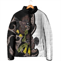 New Zealand Valentines Day Padded Jacket Piwakawaka Lovers Maori Koru Tattoo - Polynesian Pride