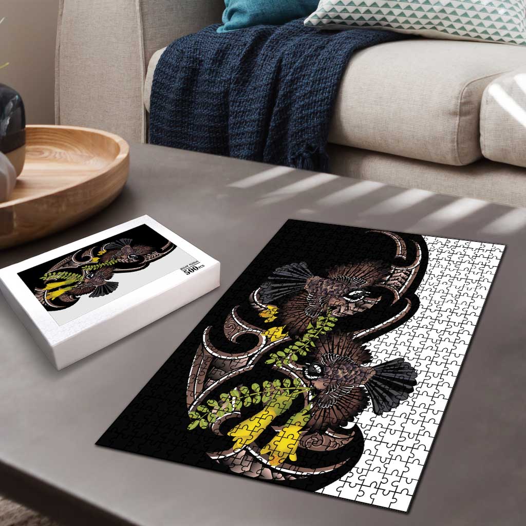 New Zealand Valentines Day Puzzle Piwakawaka Lovers Maori Koru Tattoo - Polynesian Pride