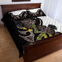 New Zealand Valentines Day Quilt Bed Set Piwakawaka Lovers Maori Koru Tattoo - Polynesian Pride