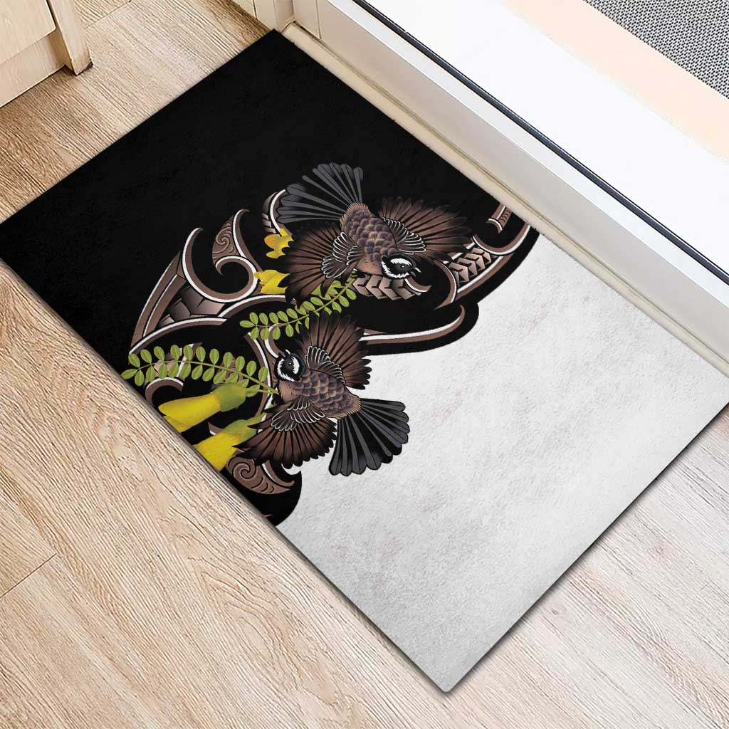 New Zealand Valentines Day Rubber Doormat Piwakawaka Lovers Maori Koru Tattoo - Polynesian Pride
