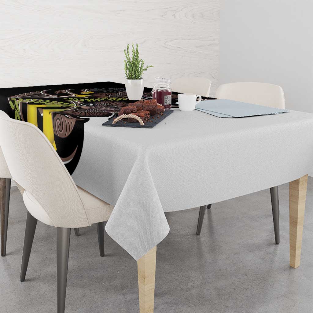 New Zealand Valentines Day Tablecloth Piwakawaka Lovers Maori Koru Tattoo - Polynesian Pride