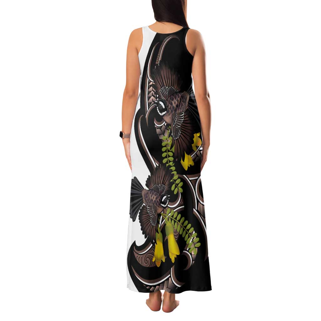 New Zealand Valentines Day Tank Maxi Dress Piwakawaka Lovers Maori Koru Tattoo - Polynesian Pride