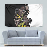 New Zealand Valentines Day Tapestry Piwakawaka Lovers Maori Koru Tattoo - Polynesian Pride