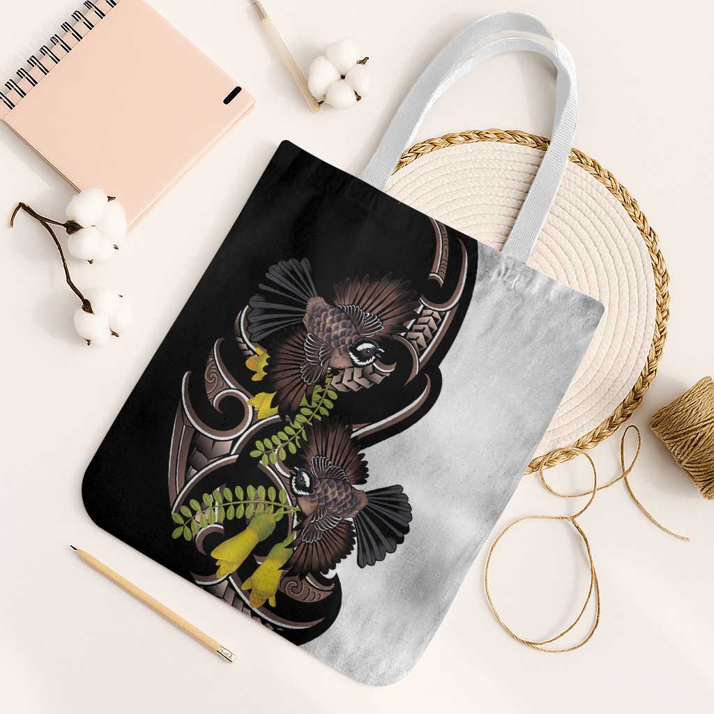 New Zealand Valentines Day Tote Bag Piwakawaka Lovers Maori Koru Tattoo - Polynesian Pride