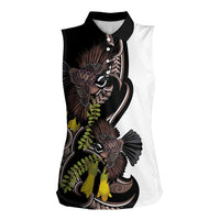 New Zealand Valentines Day Women Sleeveless Polo Shirt Piwakawaka Lovers Maori Koru Tattoo - Polynesian Pride
