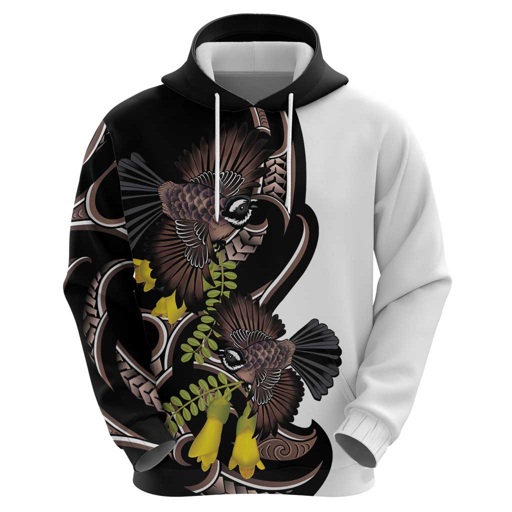New Zealand Valentines Day Zip Hoodie Piwakawaka Lovers Maori Koru Tattoo - Polynesian Pride