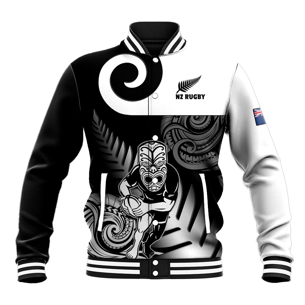 New Zealand Silver Fern Rugby Baseball Jacket Go Champions NZ All Black Maori Koru LT14 Unisex Black - Polynesian Pride