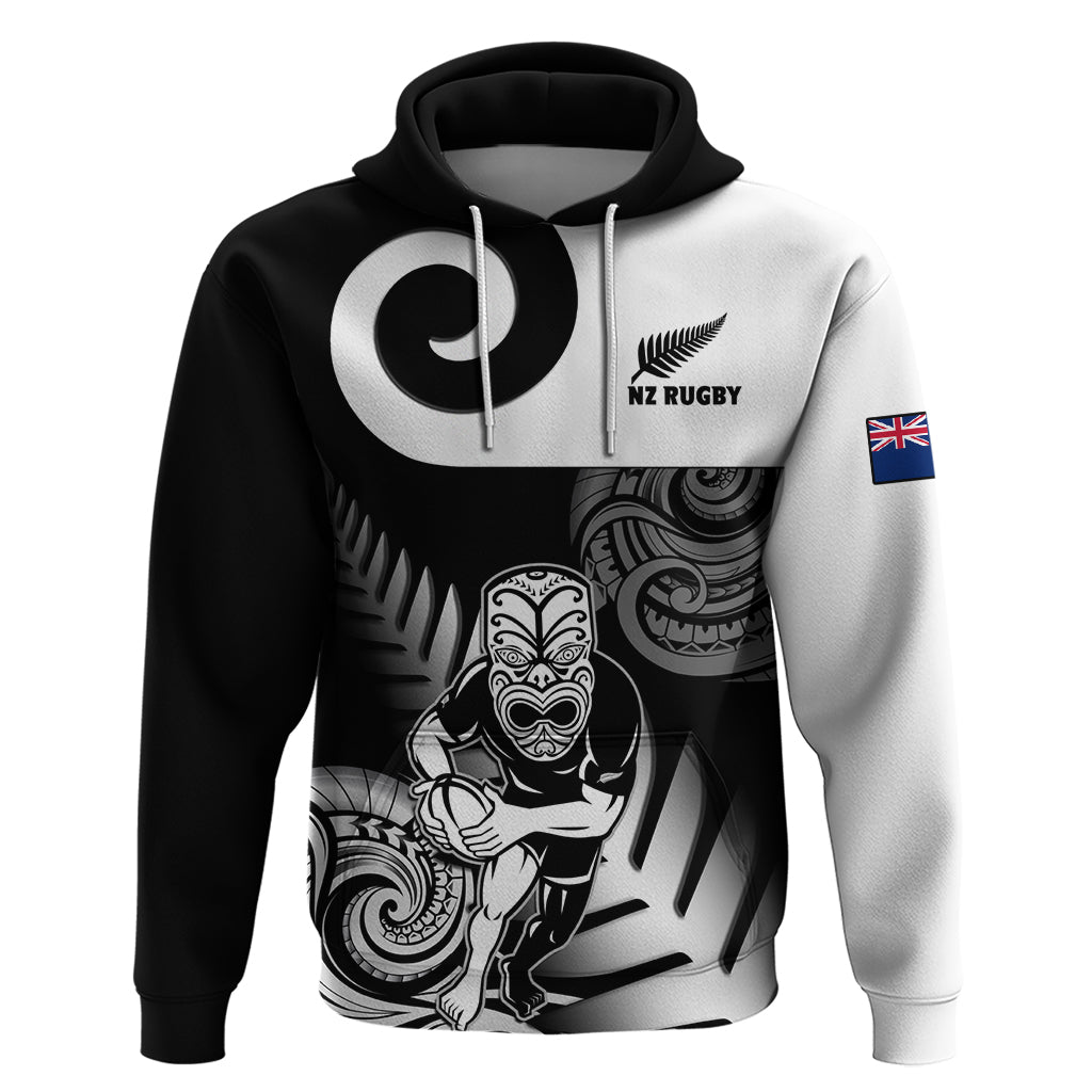 New Zealand Silver Fern Rugby Hoodie Go Champions NZ All Black Maori Koru LT14 Black - Polynesian Pride