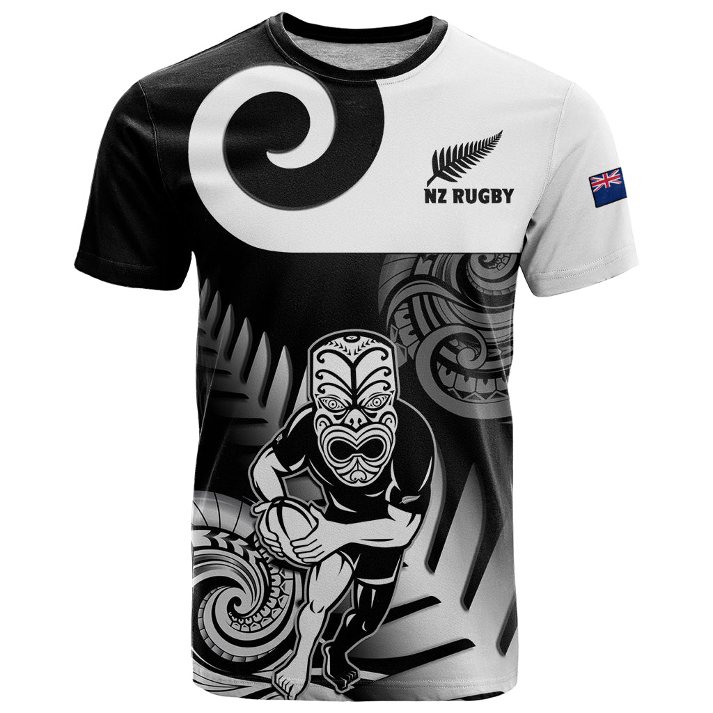 New Zealand Silver Fern Rugby T Shirt Go Champions NZ All Black Maori Koru LT14 Black - Polynesian Pride