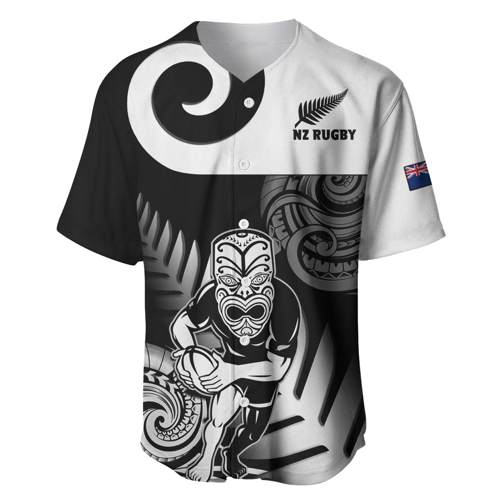 Custom New Zealand Silver Fern Rugby Baseball Jersey Go Champions NZ All Black Maori Koru LT14 Black - Polynesian Pride