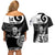 Custom New Zealand Silver Fern Rugby Couples Matching Off Shoulder Short Dress and Hawaiian Shirt Go Champions NZ All Black Maori Koru LT14 - Polynesian Pride