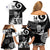 Custom New Zealand Silver Fern Rugby Family Matching Off Shoulder Short Dress and Hawaiian Shirt Go Champions NZ All Black Maori Koru LT14 - Polynesian Pride