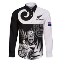 Custom New Zealand Silver Fern Rugby Family Matching Summer Maxi Dress and Hawaiian Shirt Go Champions NZ All Black Maori Koru LT14 Dad's Shirt - Long Sleeve Black - Polynesian Pride