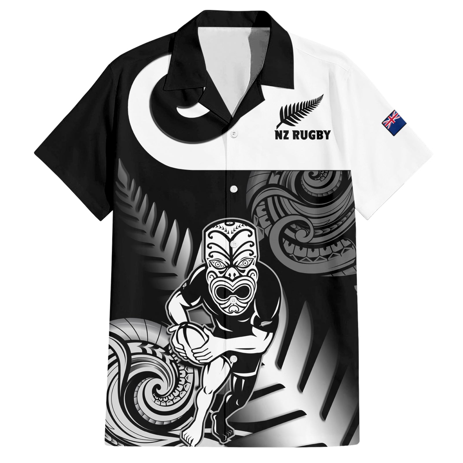 Custom New Zealand Silver Fern Rugby Hawaiian Shirt Go Champions NZ All Black Maori Koru LT14 Black - Polynesian Pride