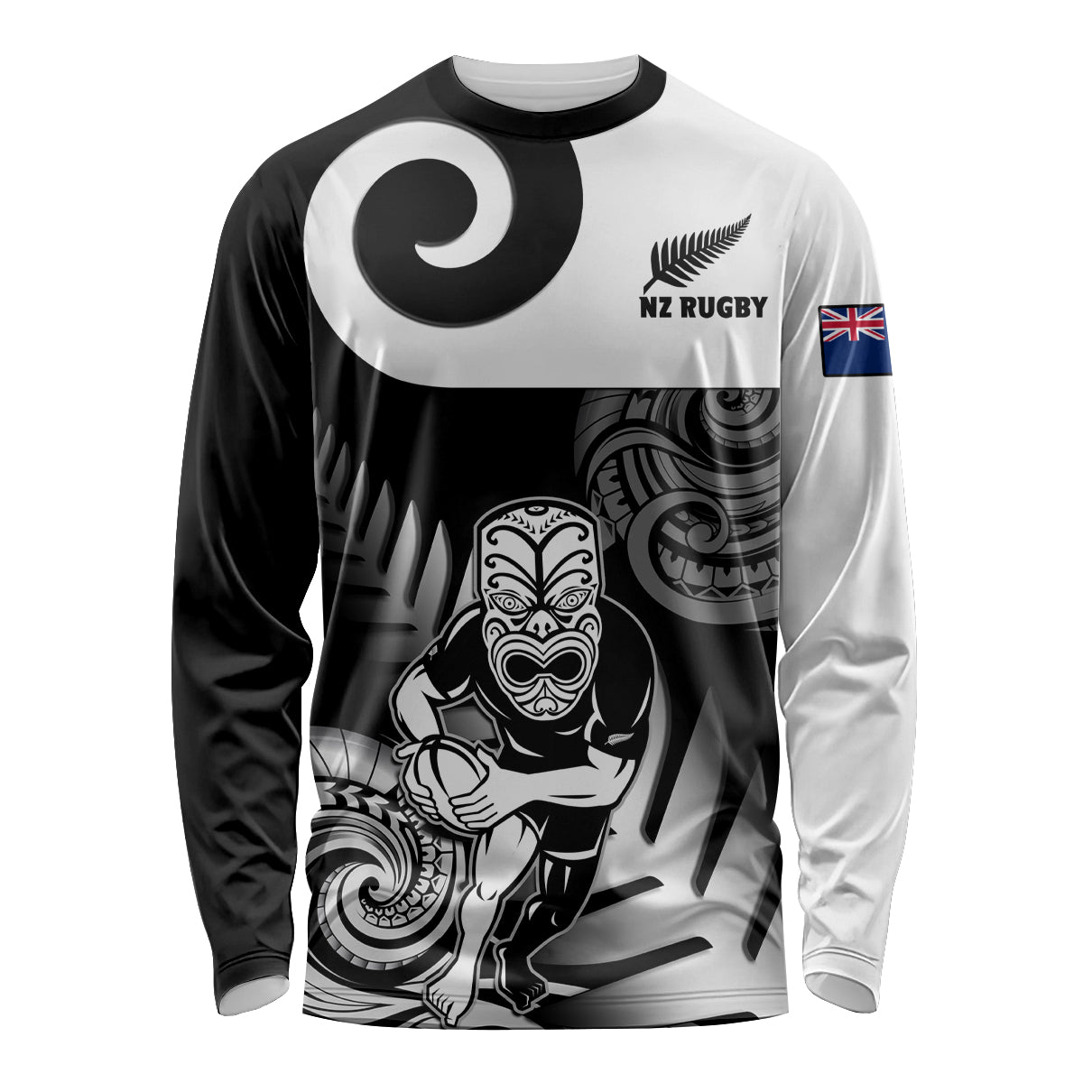 Custom New Zealand Silver Fern Rugby Long Sleeve Shirt Go Champions NZ All Black Maori Koru LT14 Unisex Black - Polynesian Pride