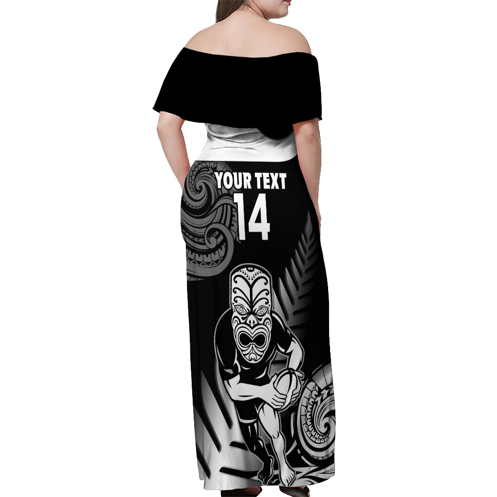 Custom New Zealand Silver Fern Rugby Off Shoulder Maxi Dress Go Champions NZ All Black Maori Koru LT14 - Polynesian Pride