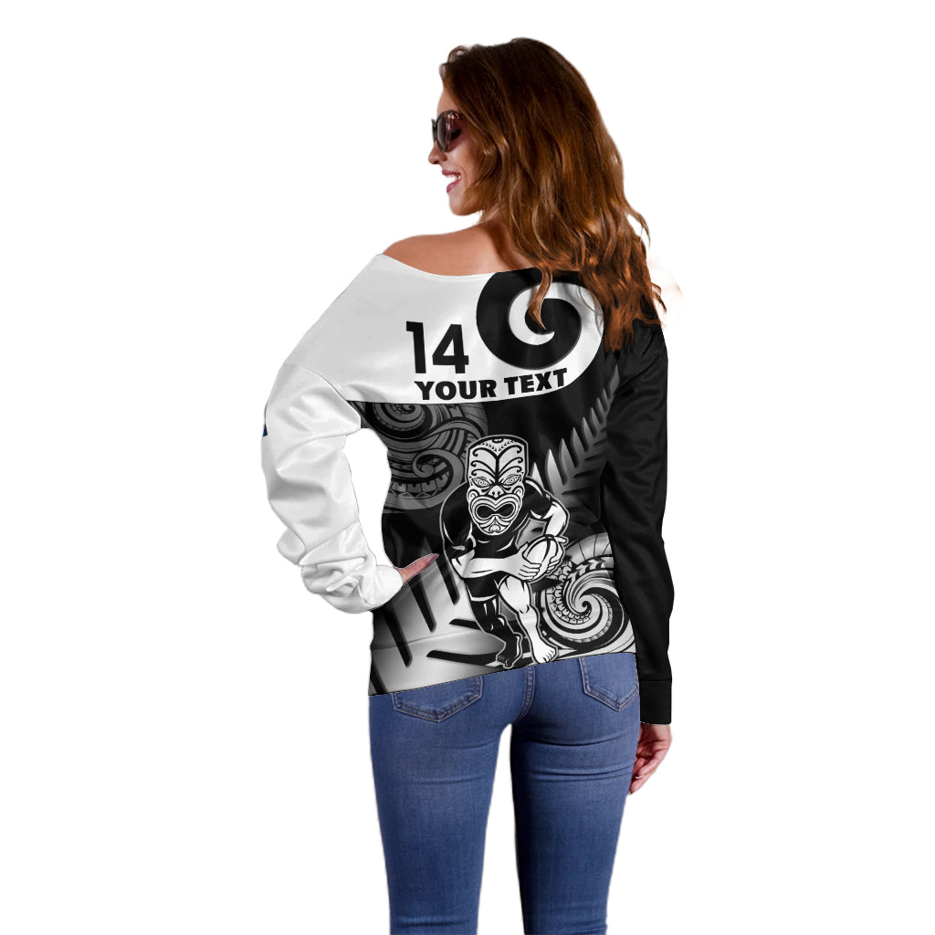 Custom New Zealand Silver Fern Rugby Off Shoulder Sweater Go Champions NZ All Black Maori Koru LT14 - Polynesian Pride