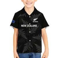 New Zealand Silver Fern Rugby Family Matching Short Sleeve Bodycon Dress and Hawaiian Shirt 2023 Go Aotearoa Champions World Cup LT14 Son's Shirt Black - Polynesian Pride