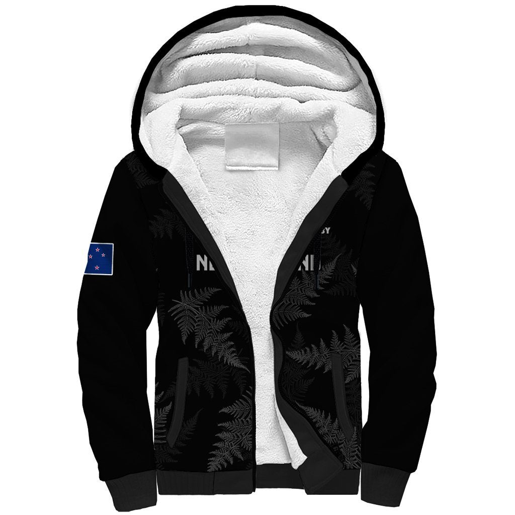 New Zealand Silver Fern Rugby Sherpa Hoodie 2023 Go Aotearoa Champions World Cup LT14 Unisex Black - Polynesian Pride