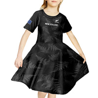 Custom New Zealand Silver Fern Rugby Kid Short Sleeve Dress 2023 Go Aotearoa Champions World Cup LT14 - Polynesian Pride