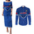 Samoa Rugby Couples Matching Puletasi Dress and Long Sleeve Button Shirts 2023 Go Manu Samoa LT14 Blue - Polynesian Pride