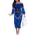 Samoa Rugby Off The Shoulder Long Sleeve Dress 2023 Go Manu Samoa LT14 Women Blue - Polynesian Pride