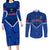 Custom Samoa Rugby Couples Matching Long Sleeve Bodycon Dress and Long Sleeve Button Shirts 2023 Go Manu Samoa LT14 Blue - Polynesian Pride