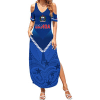Custom Samoa Rugby Family Matching Summer Maxi Dress and Hawaiian Shirt 2023 Go Manu Samoa LT14 Mom's Dress Blue - Polynesian Pride
